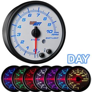 Glow Shift White 3 3/4 In Dash Tachometer Gauge