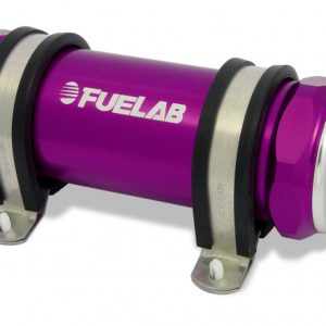 Fuelab 828 In-Line Fuel Filter Long -6AN In/Out 6 Micron Fiberglass - Purple