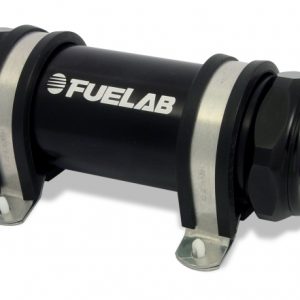 Fuelab 858 In-Line Fuel Filter Long -10AN In/Out 6 Micron Fiberglass w/Check Valve - Black