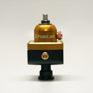 Fuelab 575 Carb Adjustable Mini FPR Blocking 10-25 PSI (1) -6AN In (2) -6AN Out - Gold