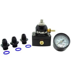 Fuelab 535 EFI Adjustable Mini FPR 25-90 PSI (2) -6AN In (1) -6AN Return (3) -6AN ORB w/Gauge Kit
