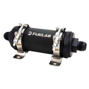 Fuelab PRO Series In-Line Fuel Filter (10gpm) -10AN In/-12AN Out 40 Micron Stainless - Matte Black
